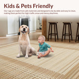 Ultra Soft Area Rug, Non Slip, Stain Resistant, Washable Area Rugs for Living Room, Bedroom, Vintage Cozy Textured Appeal(Beige)