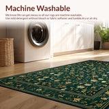 Ultra Soft Area Rug, Non Slip, Stain Resistant, Washable Area Rugs for Living Room, Bedroom, Chic Moody Botanical Illustration(Green)
