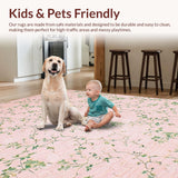 Ultra Soft Area Rug, Non Slip, Stain Resistant, Washable Area Rugs for Living Room, Bedroom, Whimsical Playful Petal Arrangement(Pink)
