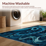 Ultra Soft Area Rug, Non Slip, Stain Resistant, Washable Area Rugs for Living Room, Bedroom, Pirate Inspired Tentacle Area Rug With Oceanic Kraken Design Elements(Blue)