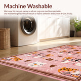 Ultra Soft Area Rug, Non Slip, Stain Resistant, Washable Area Rugs for Living Room, Bedroom, Charming Pink and Brown Theme(Pink)