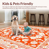 Ultra Soft Area Rug, Non Slip, Stain Resistant, Washable Area Rugs for Living Room, Bedroom, Elegant Textured Diamond Composition(Orange)