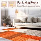 Ultra Soft Area Rug, Non Slip, Stain Resistant, Washable Area Rugs for Living Room, Bedroom, Bold Textured Geometric Arrangement(Orange)