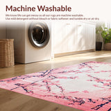 Ultra Soft Area Rug, Non Slip, Stain Resistant, Washable Area Rugs for Living Room, Bedroom, Tranquil Rustic Blossom Theme(Pink)