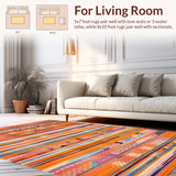 Ultra Soft Area Rug, Non Slip, Stain Resistant, Washable Area Rugs for Living Room, Bedroom, Stylish Trellis Print in Vibrance(Orange)