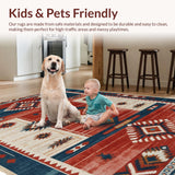 Ultra Soft Area Rug, Non Slip, Stain Resistant, Washable Area Rugs for Living Room, Bedroom, Distressed Crimson Bedroom Stain-Resistant Area Carpet(Red)