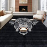 Ultra Soft Area Rug, Non Slip, Stain Resistant, Washable Area Rugs for Living Room, Bedroom, Artful Rustic Animal Illustration(Black)