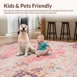 Ultra Soft Area Rug, Non Slip, Stain Resistant, Washable Area Rugs for Living Room, Bedroom, Romantic Pink Retro Aesthetic(Pink)