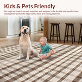 Ultra Soft Area Rug, Non Slip, Stain Resistant, Washable Area Rugs for Living Room, Bedroom, Stylish Contemporary Checkerboard Style(Brown)