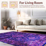 Ultra Soft Area Rug, Non Slip, Stain Resistant, Washable Area Rugs for Living Room, Bedroom, Boho Floral Tapestry Aesthetic(Blue)