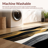 Ultra Soft Area Rug, Non Slip, Stain Resistant, Washable Area Rugs for Living Room, Bedroom, Farmhouse Rustic Rug with Black and Gold Elements(Gold)