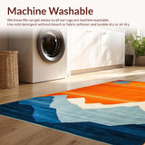 Ultra Soft Area Rug, Non Slip, Stain Resistant, Washable Area Rugs for Living Room, Bedroom, Vivid Colorful Organic Shapes(Orange)