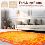 Ultra Soft Area Rug, Non Slip, Stain Resistant, Washable Area Rugs for Living Room, Bedroom, Lively Soft Plush Patterned Delight(Orange)