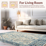 Ultra Soft Area Rug, Non Slip, Stain Resistant, Washable Area Rugs for Living Room, Bedroom, Large Neutral Farmhouse Boho Non Slip Indoor Floor Beige Blue(Beige)