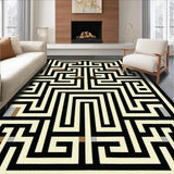 Ultra Soft Area Rug, Non Slip, Stain Resistant, Washable Area Rugs for Living Room, Bedroom, Geometric Black Beige Living Room Area Rug(Beige)