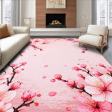 Ultra Soft Area Rug, Non Slip, Stain Resistant, Washable Area Rugs for Living Room, Bedroom, Delicate Cherry Petal Motif(Pink)
