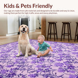 Ultra Soft Area Rug, Non Slip, Stain Resistant, Washable Area Rugs for Living Room, Bedroom, Minimalist Purple Blossom Theme(Pink)