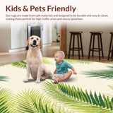 Tropical Oasis Green Cream Palm Frond Design Area(Beige)
