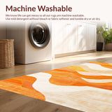 Ultra Soft Area Rug, Non Slip, Stain Resistant, Washable Area Rugs for Living Room, Bedroom, Elegant Swirling Fluidic Design(Orange)