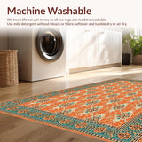 Ultra Soft Area Rug, Non Slip, Stain Resistant, Washable Area Rugs for Living Room, Bedroom, Artful Teal and Orange Symmetry(Orange)