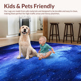 Ultra Soft Area Rug, Non Slip, Stain Resistant, Washable Area Rugs for Living Room, Bedroom, Starry Dreamscape Abstract Vision(Blue)