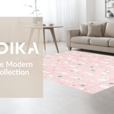 Ultra Soft Area Rug, Non Slip, Stain Resistant, Washable Area Rugs for Living Room, Bedroom, Playful Pink and Yellow Patterns(Pink)