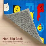 Ultra Soft Area Rug, Non Slip, Stain Resistant, Washable Area Rugs for Living Room, Bedroom, Colorful Educational Animal Motif(Blue)