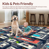 Ultra Soft Area Rug, Non Slip, Stain Resistant, Washable Area Rugs for Living Room, Bedroom, Vibrant Urban Traffic Learning Mat for Toddler Playroom(Gray)