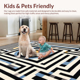Ultra Soft Area Rug, Non Slip, Stain Resistant, Washable Area Rugs for Living Room, Bedroom, Vivid Geometric Fantasy Motif(Black)