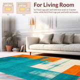 Ultra Soft Area Rug, Non Slip, Stain Resistant, Washable Area Rugs for Living Room, Bedroom, Luxurious Low Pile Artistic Print(Blue)
