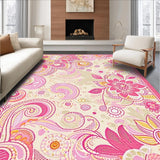 Ultra Soft Area Rug, Non Slip, Stain Resistant, Washable Area Rugs for Living Room, Bedroom, Cute Pink Beige Bath Abstract Groovy Swirl(Pink)