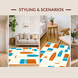 Ultra Soft Area Rug, Non Slip, Stain Resistant, Washable Area Rugs for Living Room, Bedroom, Artistic Shoreline Graphic Presentation(Orange)