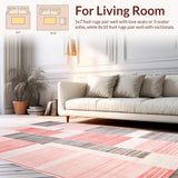 Ultra Soft Area Rug, Non Slip, Stain Resistant, Washable Area Rugs for Living Room, Bedroom, Trendy Modern Textured Stripes(Red)