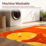 Ultra Soft Area Rug, Non Slip, Stain Resistant, Washable Area Rugs for Living Room, Bedroom, Adorable Bright Animal Design(Orange)