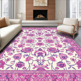 Ultra Soft Area Rug, Non Slip, Stain Resistant, Washable Area Rugs for Living Room, Bedroom, Whimsical Floral Boho Aesthetic(Ivory)
