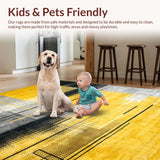 Ultra Soft Area Rug, Non Slip, Stain Resistant, Washable Area Rugs for Living Room, Bedroom, Vibrant Abstract Splash Aesthetic(Yellow)