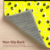 Ultra Soft Area Rug, Non Slip, Stain Resistant, Washable Area Rugs for Living Room, Bedroom, Playful Circular Bee Motif(Yellow)