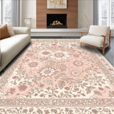 Ultra Soft Area Rug, Non Slip, Stain Resistant, Washable Area Rugs for Living Room, Bedroom, Vintage Pink Gray Living Room Washable Rug(Beige)