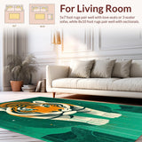 Ultra Soft Area Rug, Non Slip, Stain Resistant, Washable Area Rugs for Living Room, Bedroom, Vibrant Emerald Animal Print(Orange)