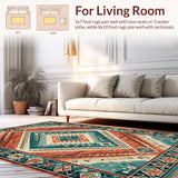 Ultra Soft Area Rug, Non Slip, Stain Resistant, Washable Area Rugs for Living Room, Bedroom, Contemporary Geometric Pattern Fusion(Red)