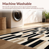 Ultra Soft Area Rug, Non Slip, Stain Resistant, Washable Area Rugs for Living Room, Bedroom, Contemporary Geometric Area with Bold Lines and Abstract Design(Beige)