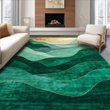 Ultra Soft Area Rug, Non Slip, Stain Resistant, Washable Area Rugs for Living Room, Bedroom, Contemporary Emerald Abstract Aesthetic(Green)