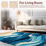 Ultra Soft Area Rug, Non Slip, Stain Resistant, Washable Area Rugs for Living Room, Bedroom, Stylish Aquatic Spiral Motif(Blue)