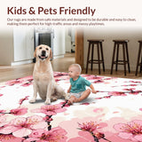 Ultra Soft Area Rug, Non Slip, Stain Resistant, Washable Area Rugs for Living Room, Bedroom, Rustic Springtime Floral Charm(Pink)