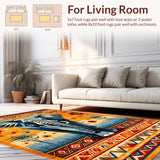 Ultra Soft Area Rug, Non Slip, Stain Resistant, Washable Area Rugs for Living Room, Bedroom, Stylish Tribal Patterned Accent(Orange)
