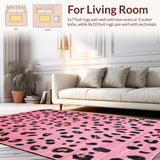 Ultra Soft Area Rug, Non Slip, Stain Resistant, Washable Area Rugs for Living Room, Bedroom, Chic Pink Animal Motif(Pink)