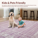 Ultra Soft Area Rug, Non Slip, Stain Resistant, Washable Area Rugs for Living Room, Bedroom, Chic Simple Color Block Design(Purple)