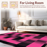 Ultra Soft Area Rug, Non Slip, Stain Resistant, Washable Area Rugs for Living Room, Bedroom, Bold Graphic Twisted Design Concept(Pink)