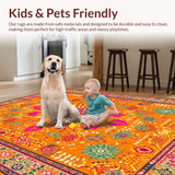 Ultra Soft Area Rug, Non Slip, Stain Resistant, Washable Area Rugs for Living Room, Bedroom, Artful Fluffy Geometric Accents(Orange)