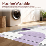Ultra Soft Area Rug, Non Slip, Stain Resistant, Washable Area Rugs for Living Room, Bedroom, Chic Semicircle Gray Tones(Purple)